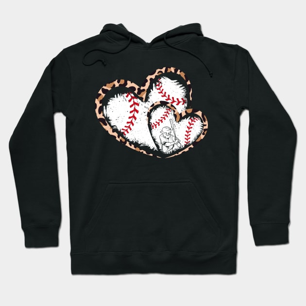 Twin hearts, Baseball, leopard, baseball player Hoodie by Sandra Holloman